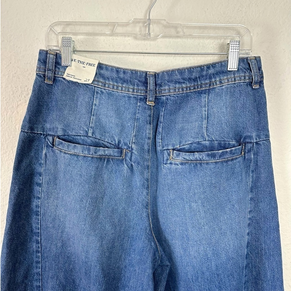 Free People Equinox Denim Trousers Lake Life Blue 29 Wide Leg Jeans Slouchy - Picture 9 of 16